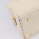 Christian Dior Maris Pearl Canage Hand Bag Leather White Gold Auth 208737A-16