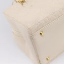 Christian Dior Maris Pearl Canage Hand Bag Leather White Gold Auth 208737A-18
