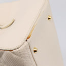 Christian Dior Maris Pearl Canage Hand Bag Leather White Gold Auth 208737A-9