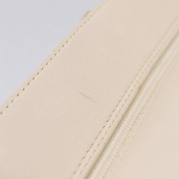 Christian Dior Maris Pearl Canage Hand Bag Leather White Gold Auth 208737A