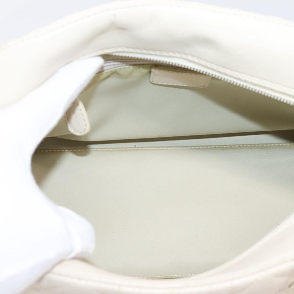 Christian Dior Maris Pearl Canage Hand Bag Leather White Gold Auth 208737A