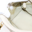 Christian Dior Maris Pearl Canage Hand Bag Leather White Gold Auth 208737A-22