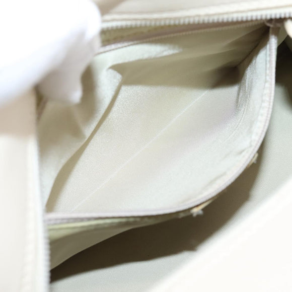 Christian Dior Maris Pearl Canage Hand Bag Leather White Gold Auth 208737A