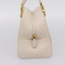 Christian Dior Maris Pearl Canage Hand Bag Leather White Gold Auth 208737A-3
