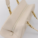Christian Dior Maris Pearl Canage Hand Bag Leather White Gold Auth 208737A-6