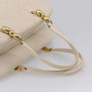 Christian Dior Maris Pearl Canage Hand Bag Leather White Gold Auth 208737A-7