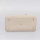 Christian Dior Maris Pearl Canage Hand Bag Leather White Gold Auth 208737A-5