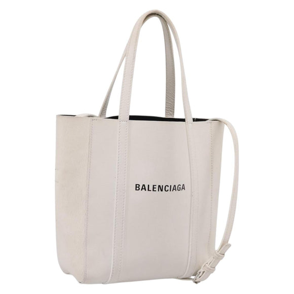Balenciaga Everyday XXS Hand Bag Leather 2way White Silver 551815 Auth 208739A