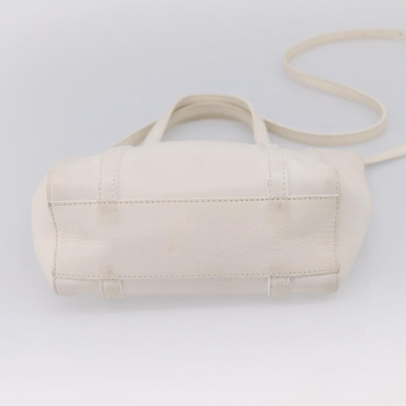 Balenciaga Everyday XXS Hand Bag Leather 2way White Silver 551815 Auth 208739A