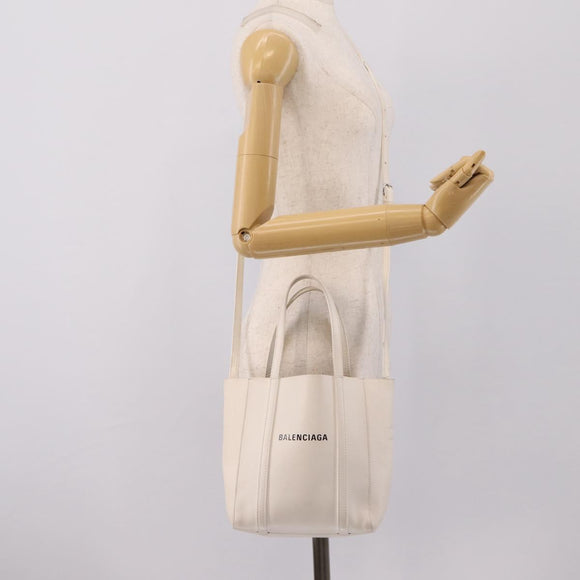 Balenciaga Everyday XXS Hand Bag Leather 2way White Silver 551815 Auth 208739A