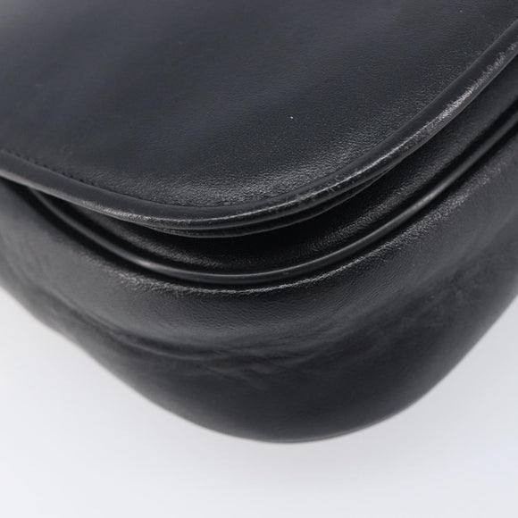 GIVENCHY Shoulder Bag Leather Black Gold Auth 208740