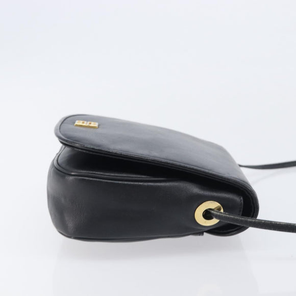 GIVENCHY Shoulder Bag Leather Black Gold Auth 208740