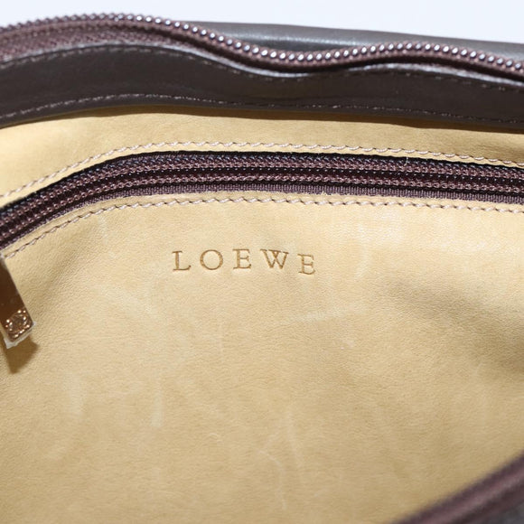 LOEWE Shoulder Bag Suede Beige Gold Tone Auth 208742V