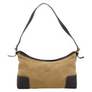 LOEWE Shoulder Bag Suede Beige Gold Tone Auth 208742V-13