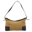 LOEWE Shoulder Bag Suede Beige Gold Tone Auth 208742V-2