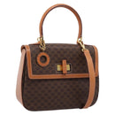 CELINE Macadam Canvas Hand Bag PVC Leather 2way Brown Gold Auth 208743V-1