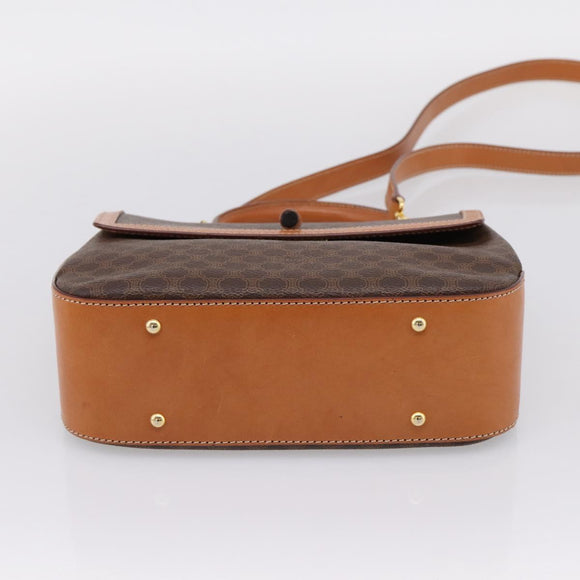CELINE Macadam Canvas Hand Bag PVC Leather 2way Brown Gold Auth 208743V