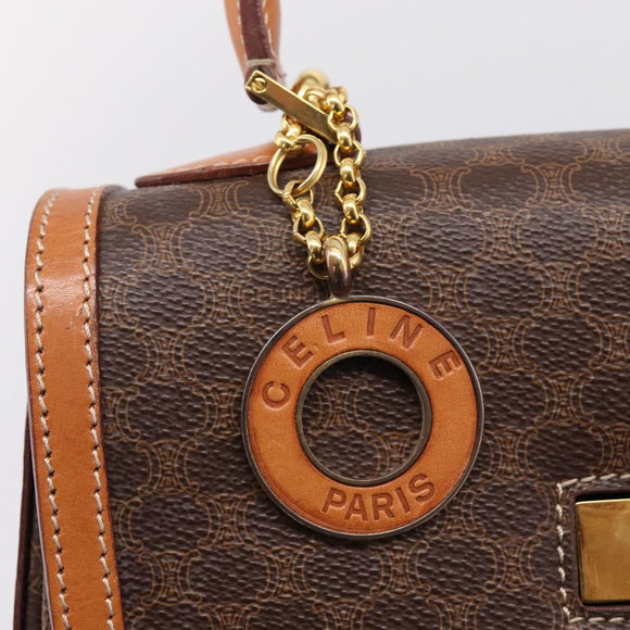 CELINE Macadam Canvas Hand Bag PVC Leather 2way Brown Gold Auth 208743V