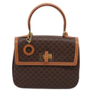 CELINE Macadam Canvas Hand Bag PVC Leather 2way Brown Gold Auth 208743V-13
