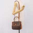 CELINE Macadam Canvas Hand Bag PVC Leather 2way Brown Gold Auth 208743V-29