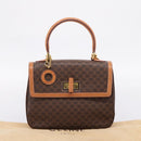 CELINE Macadam Canvas Hand Bag PVC Leather 2way Brown Gold Auth 208743V-12