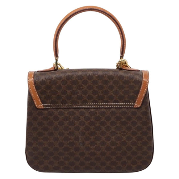 CELINE Macadam Canvas Hand Bag PVC Leather 2way Brown Gold Auth 208743V