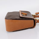 CELINE Macadam Canvas Hand Bag PVC Leather 2way Brown Gold Auth 208743V-4