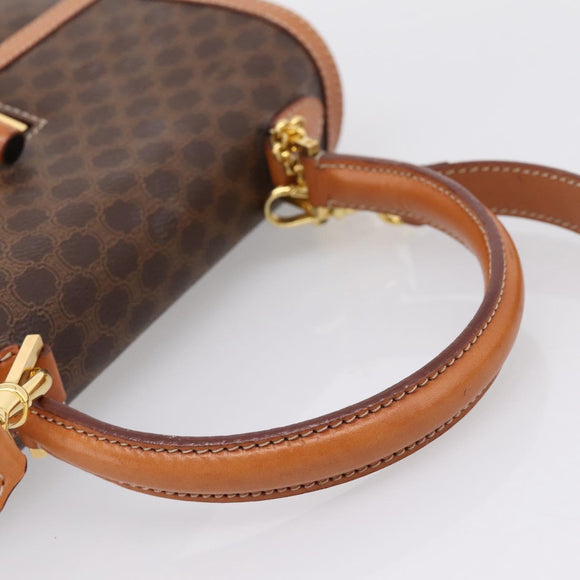 CELINE Macadam Canvas Hand Bag PVC Leather 2way Brown Gold Auth 208743V