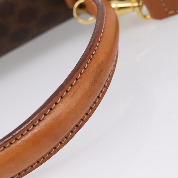 CELINE Macadam Canvas Hand Bag PVC Leather 2way Brown Gold Auth 208743V