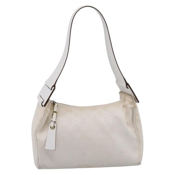 GUCCI Shoulder Bag GG Canvas White Gold 92699 Auth 208744A