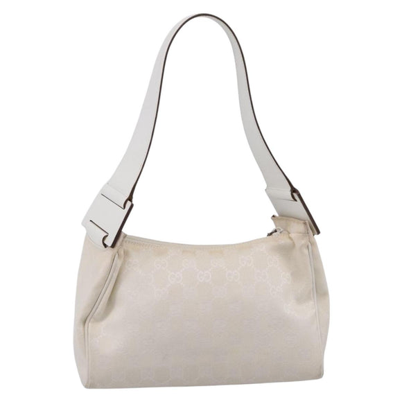 GUCCI Shoulder Bag GG Canvas White Gold 92699 Auth 208744A