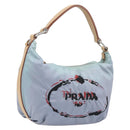 PRADA Shoulder Bag Nylon Light Blue Silver Auth 208746-1
