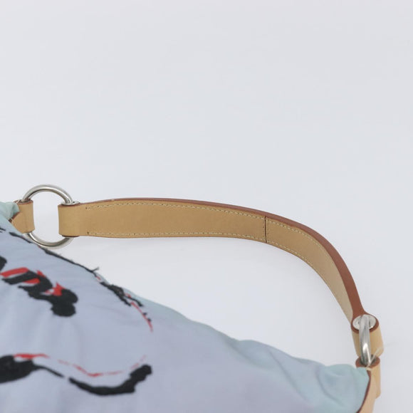 PRADA Shoulder Bag Nylon Light Blue Silver Auth 208746