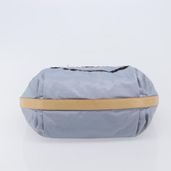 PRADA Shoulder Bag Nylon Light Blue Silver Auth 208746