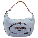PRADA Shoulder Bag Nylon Light Blue Silver Auth 208746-13