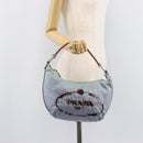 PRADA Shoulder Bag Nylon Light Blue Silver Auth 208746-28