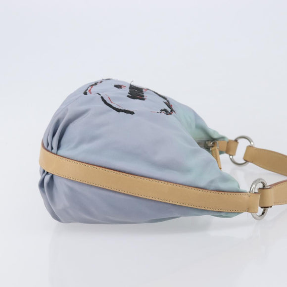 PRADA Shoulder Bag Nylon Light Blue Silver Auth 208746