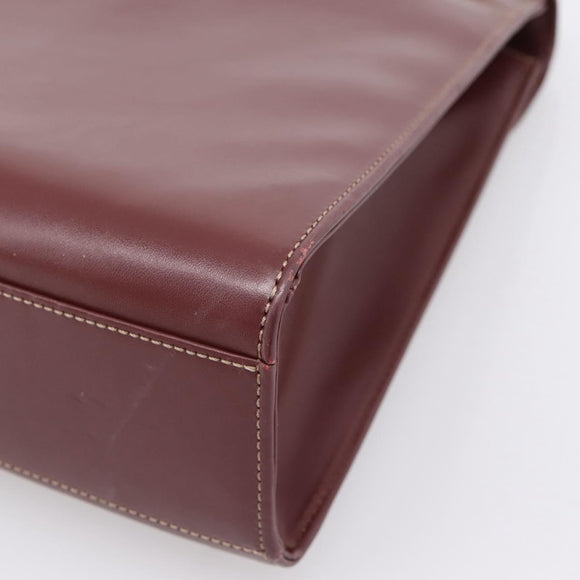 Cartier Must Line Hand Bag Leather Bordeaux Gold Auth 208747