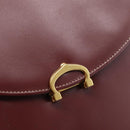Cartier Must Line Hand Bag Leather Bordeaux Gold Auth 208747-14