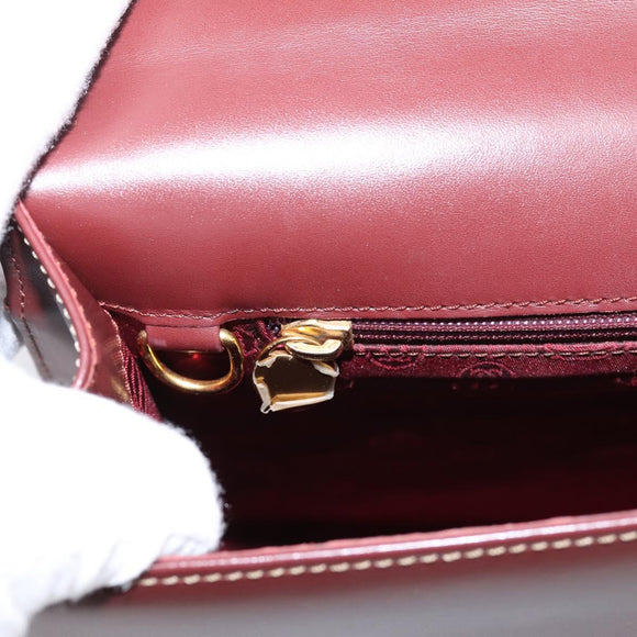 Cartier Must Line Hand Bag Leather Bordeaux Gold Auth 208747