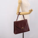 Cartier Must Line Hand Bag Leather Bordeaux Gold Auth 208747-23