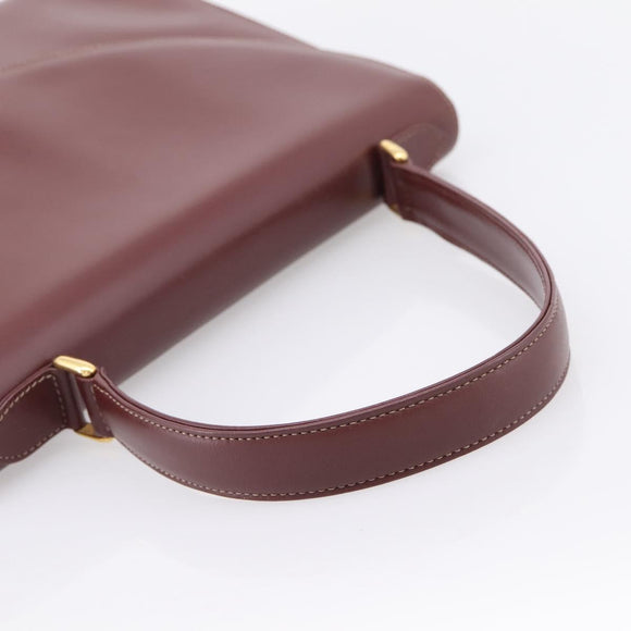 Cartier Must Line Hand Bag Leather Bordeaux Gold Auth 208747