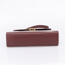Cartier Must Line Hand Bag Leather Bordeaux Gold Auth 208747-9