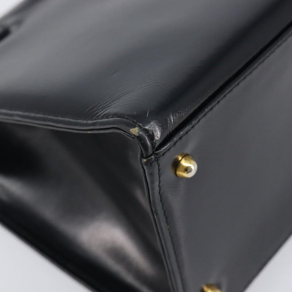 Gianni Versace Hand Bag Leather Black Gold Auth 208748