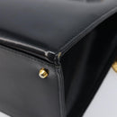 Gianni Versace Hand Bag Leather Black Gold Auth 208748-12