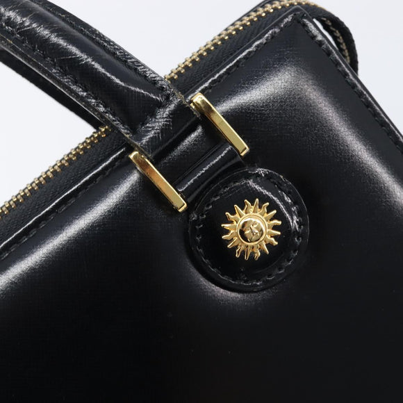 Gianni Versace Hand Bag Leather Black Gold Auth 208748