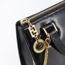 Gianni Versace Hand Bag Leather Black Gold Auth 208748-15