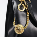 Gianni Versace Hand Bag Leather Black Gold Auth 208748-16
