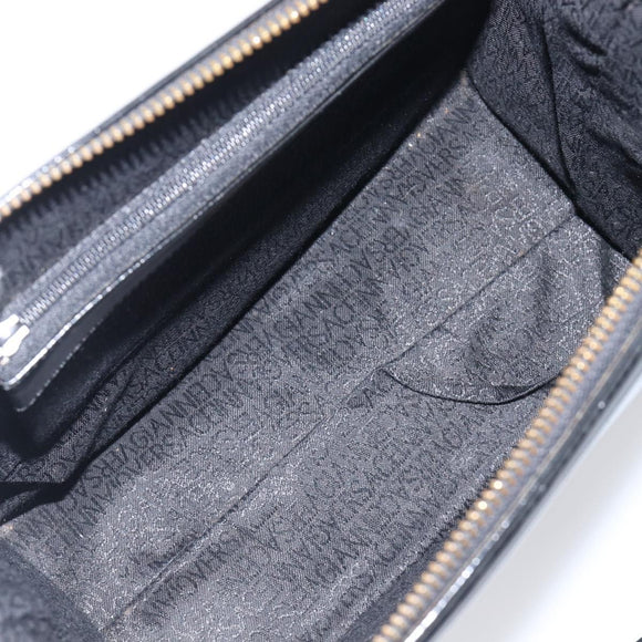 Gianni Versace Hand Bag Leather Black Gold Auth 208748