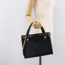 Gianni Versace Hand Bag Leather Black Gold Auth 208748-23